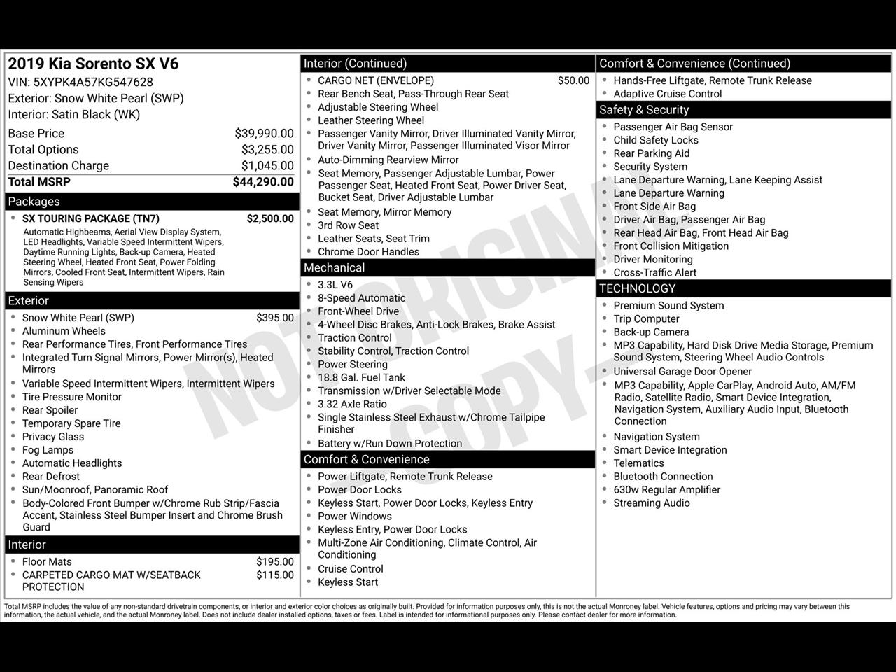 Kia Sorento SX Limited V6 2019