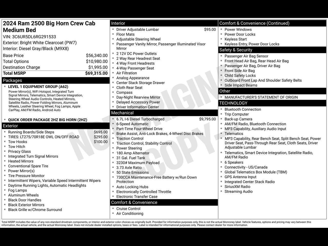 RAM 2500 Tradesman Crew Cab SWB 4WD 2024