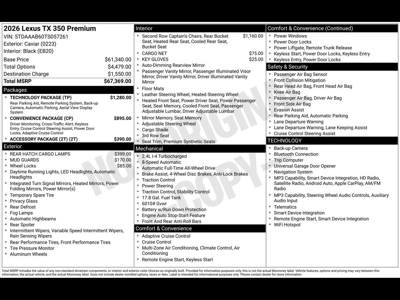Lexus TX 350 AWD 2026