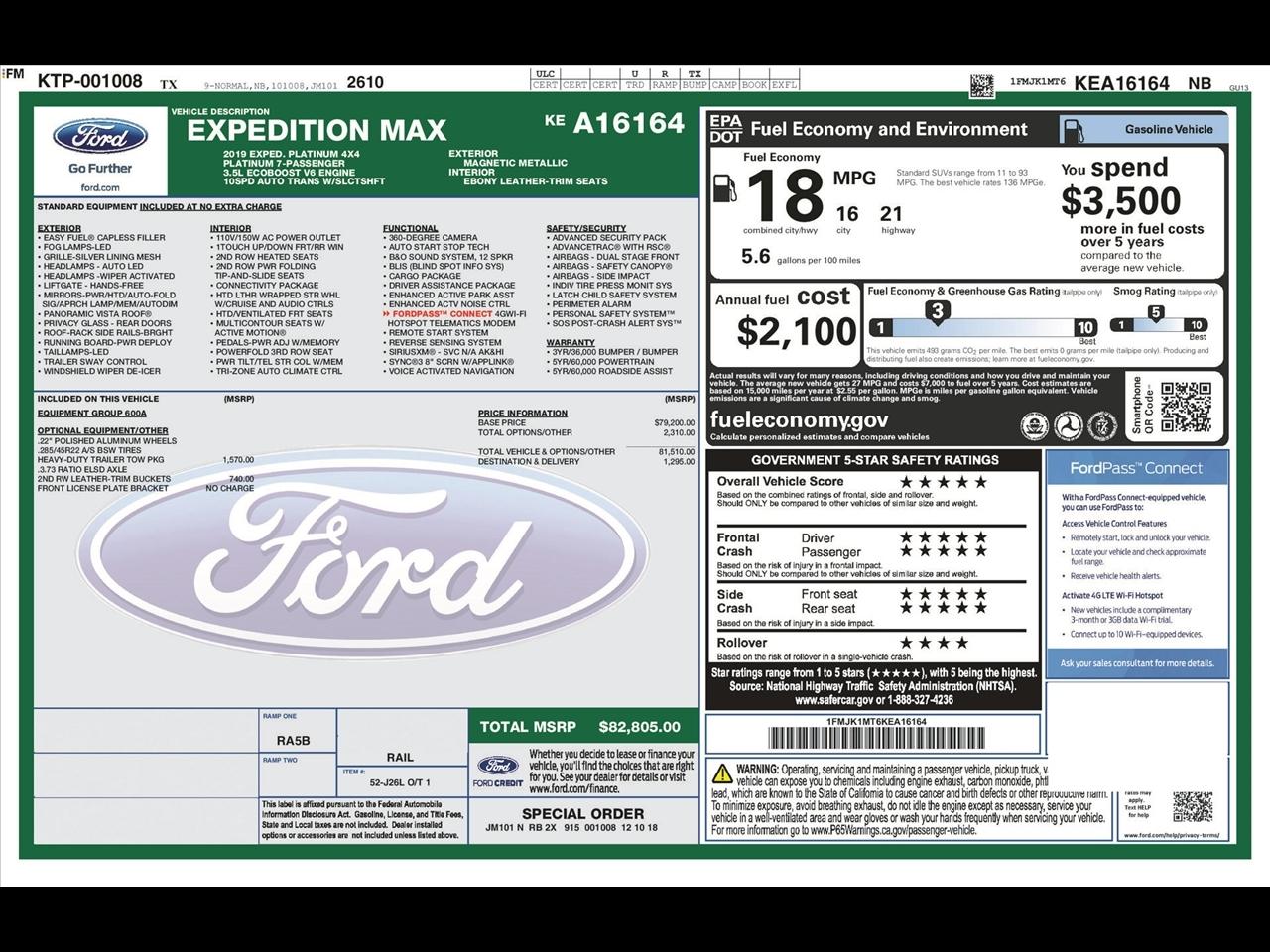 Ford Expedition MAX Platinum 4WD 2019
