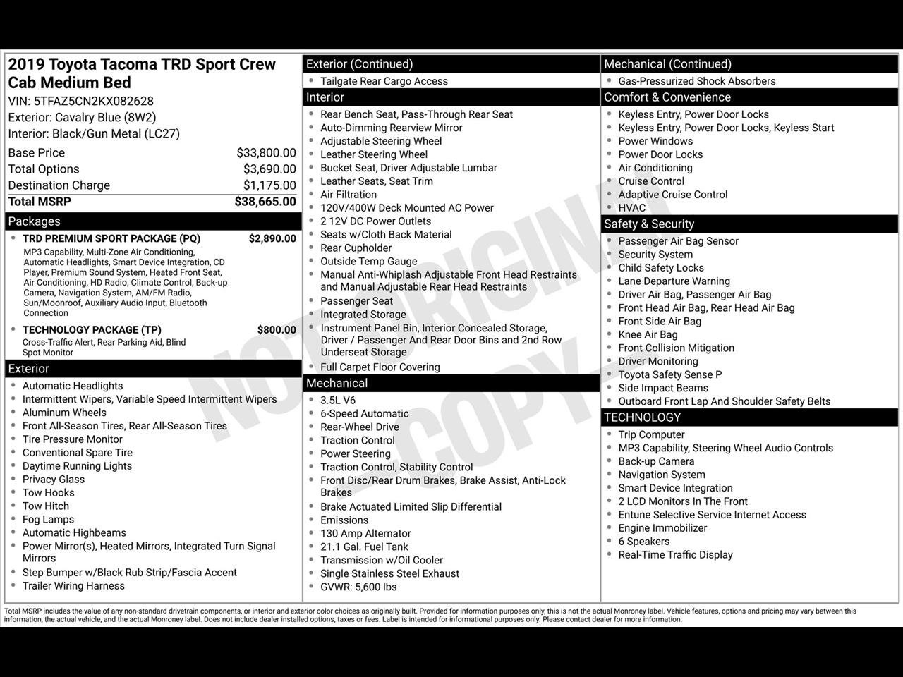 Toyota Tacoma SR5 Double Cab Long Bed V6 6AT 2WD 2019