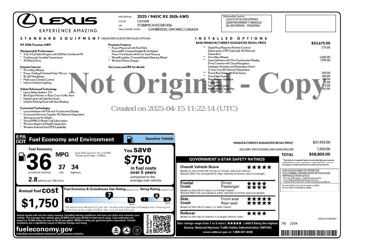 Lexus RX 350h AWD 2025