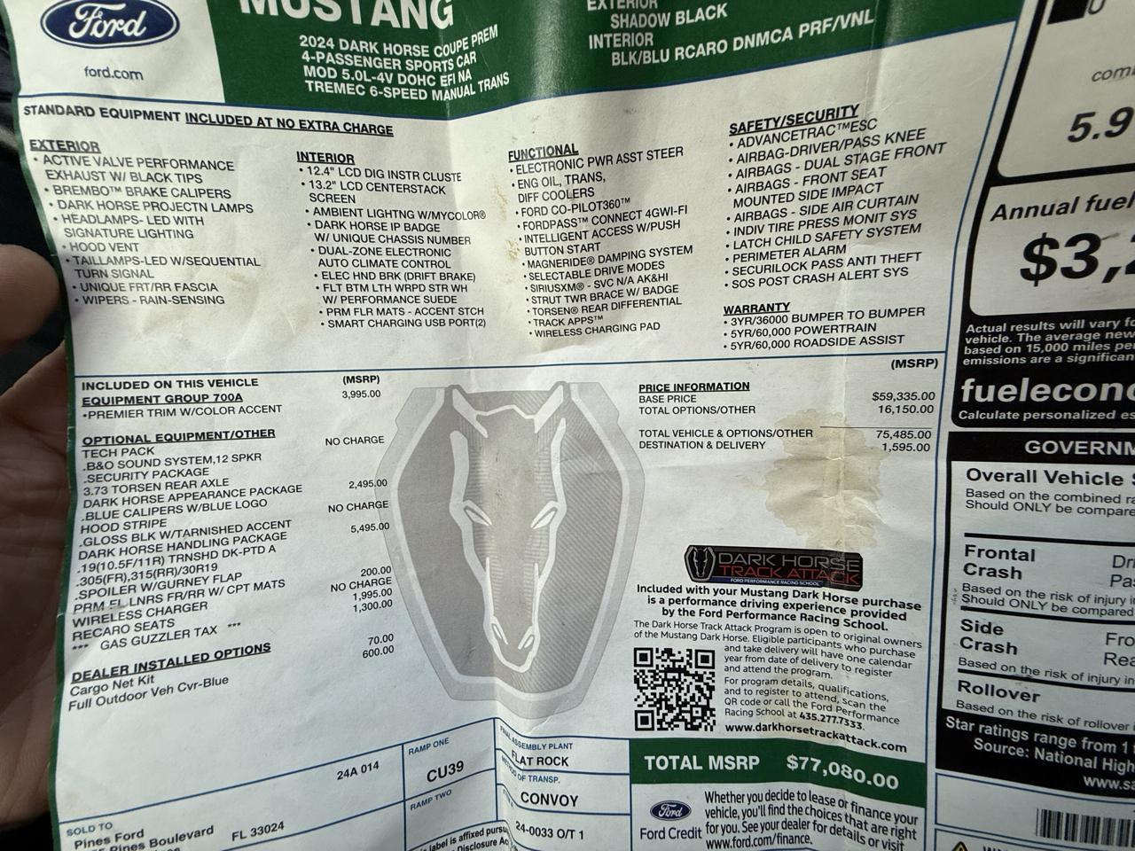 Ford Mustang Dark Horse 2024