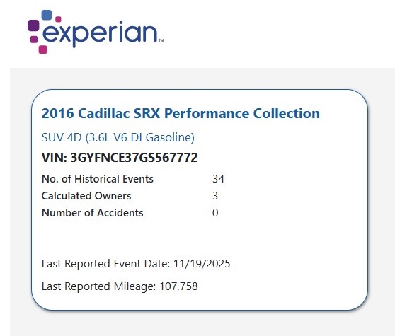 Cadillac SRX Performance Collection FWD 2016