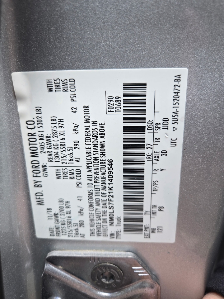 Ford Transit Connect Cargo Van XLT LWB w/Rear Liftgate 2019