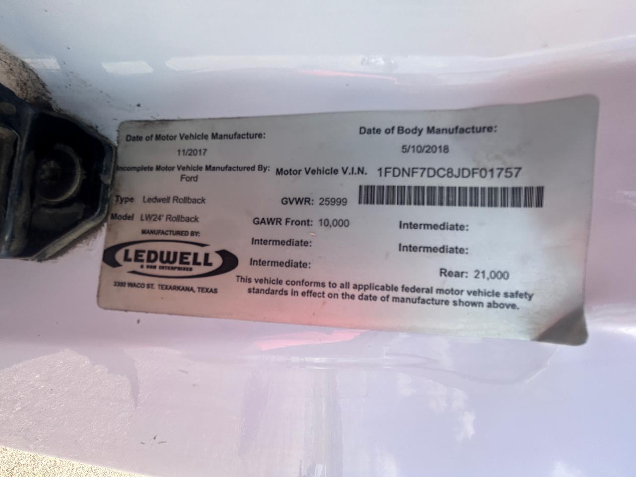 Ford Super Duty F-750 Straight Frame Reg Cab 2018