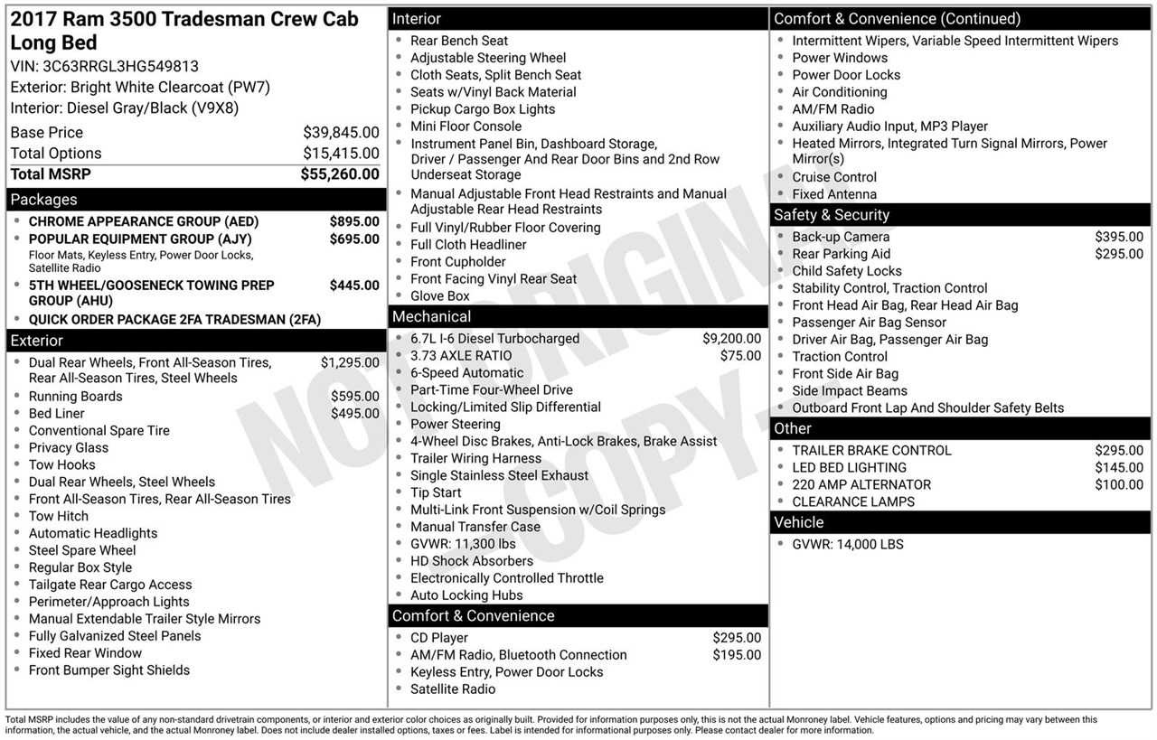 RAM 3500 Tradesman Crew Cab 4WD DRW 2017