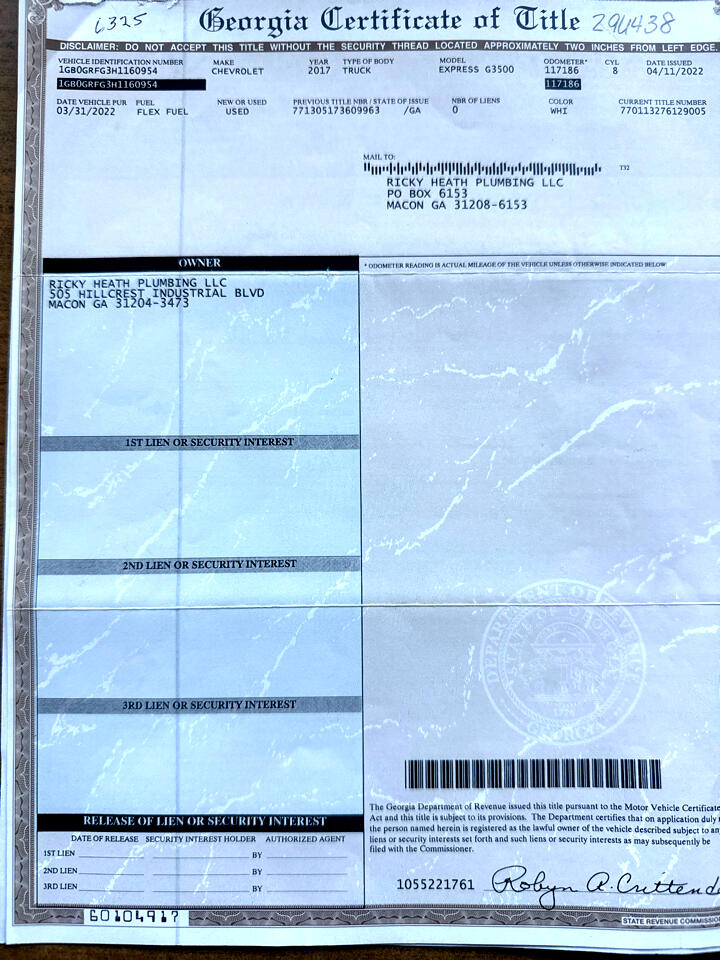 Chevrolet Express G3500 139" 2017