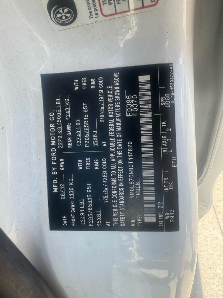 Ford Transit Connect XL with Side and Rear Door Glass 2012