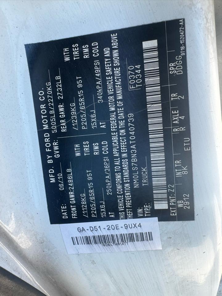 Ford Transit Connect XLT with Rear Door Glass 2010