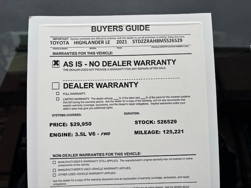 Toyota Highlander LE FWD V6 2021