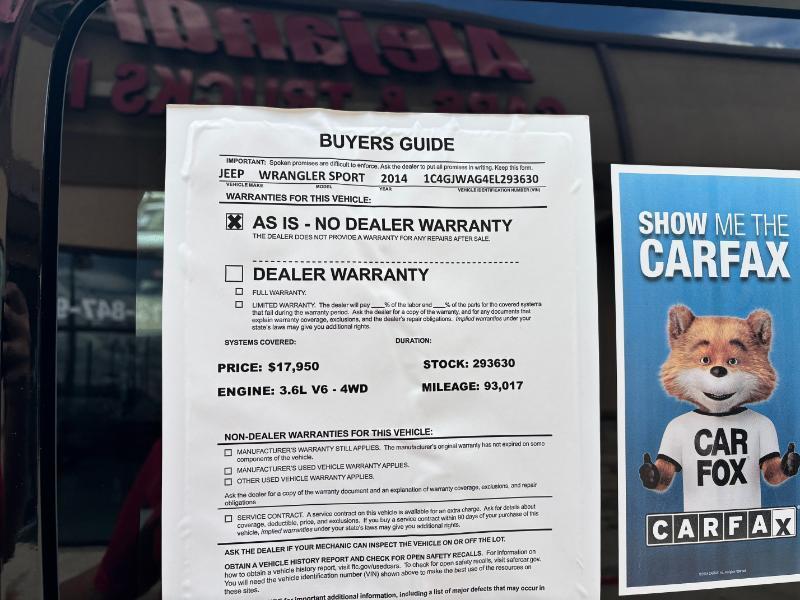 Jeep Wrangler Sport 4WD 2014