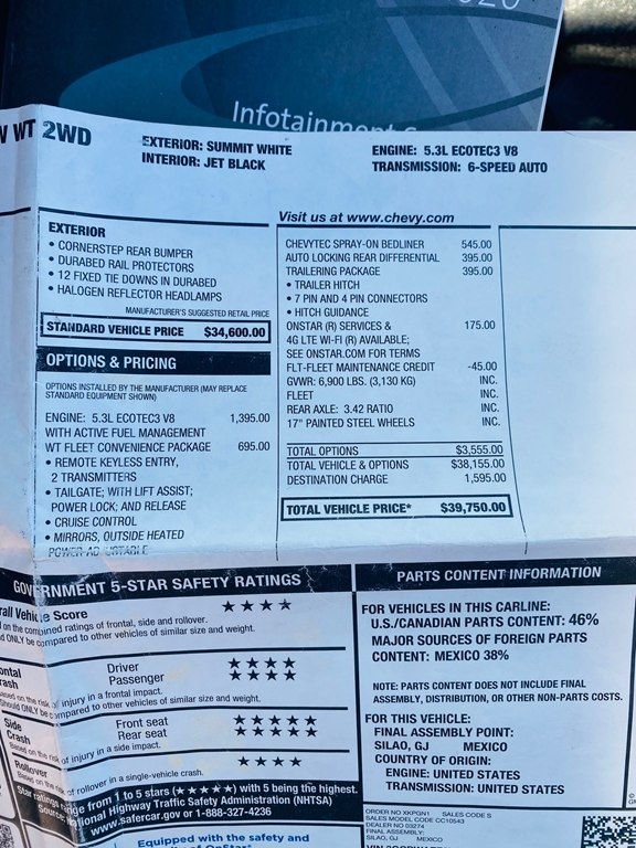 Chevrolet Silverado 1500 Work Truck Crew Cab Long Box 2WD 2020