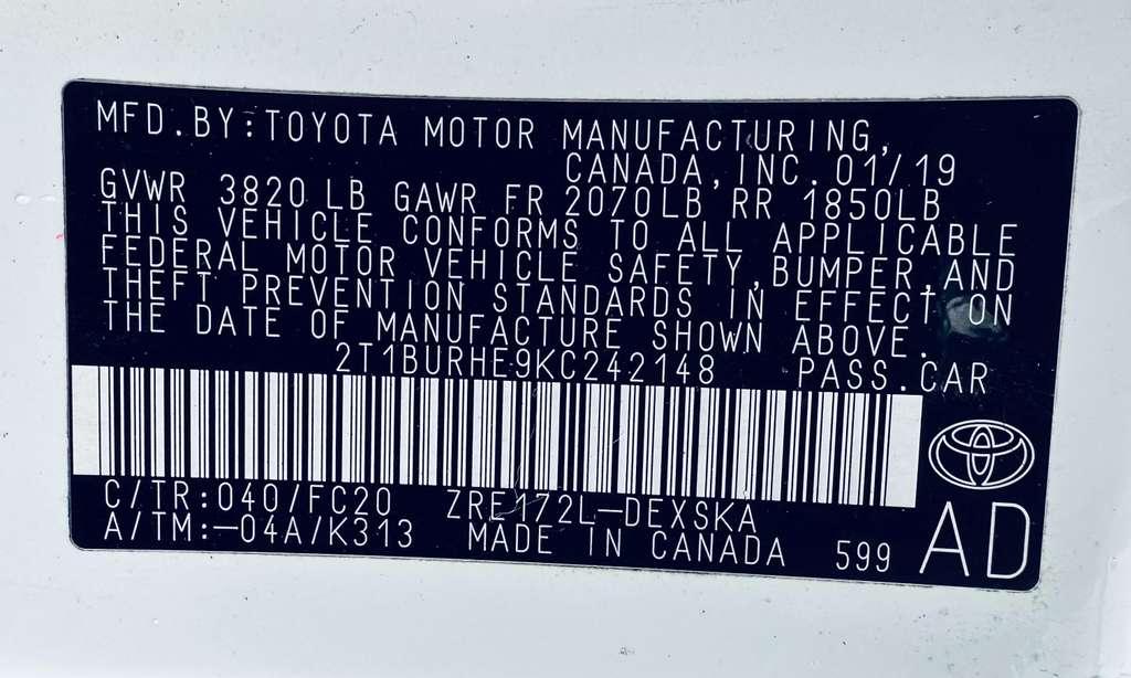 Toyota Corolla XLE CVT 2019