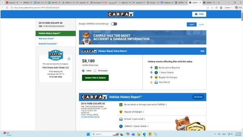 Ford Escape SE FWD 2016