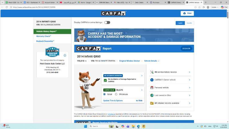 Infiniti QX60 Base AWD 2014