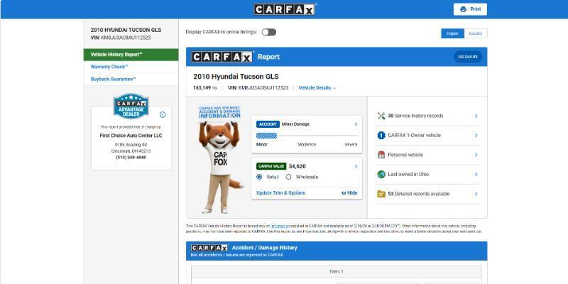 Hyundai Tucson GLS 2WD 2010