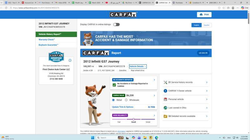 Infiniti G Sedan 37 Journey 2012