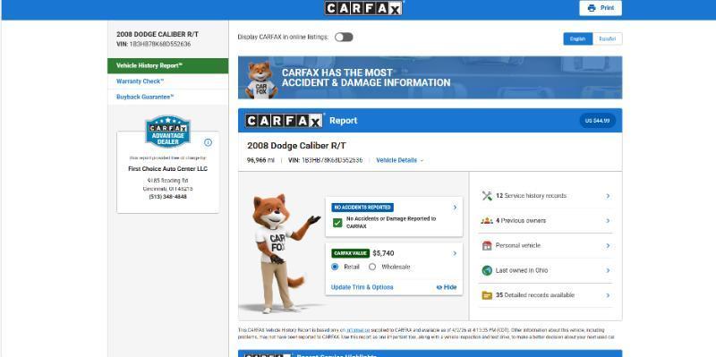 Dodge Caliber R/T FWD 2008