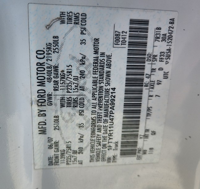 Ford Ranger Sport 4WD 2007