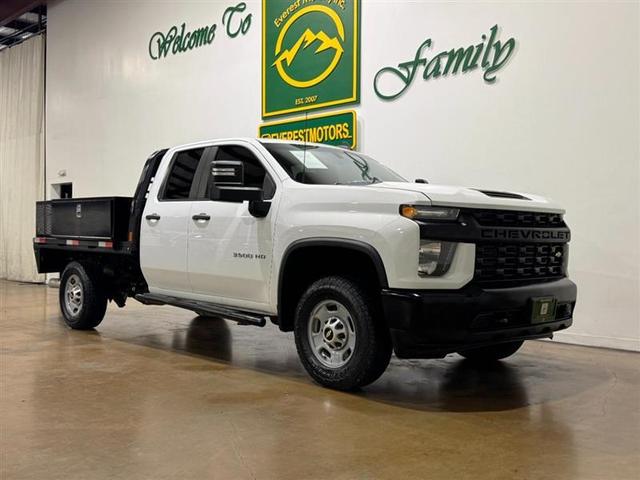 White 2023 Chevrolet Silverado 3500HD Work Truck Double Cab LB 4WD Pickup Truck Four-Wheel Drive Automatic
