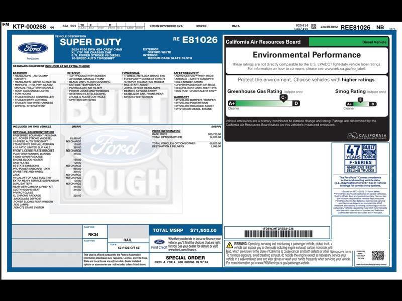 White 2024 Ford F-350 Super Duty Chassis Pickup Truck Four-Wheel Drive Automatic