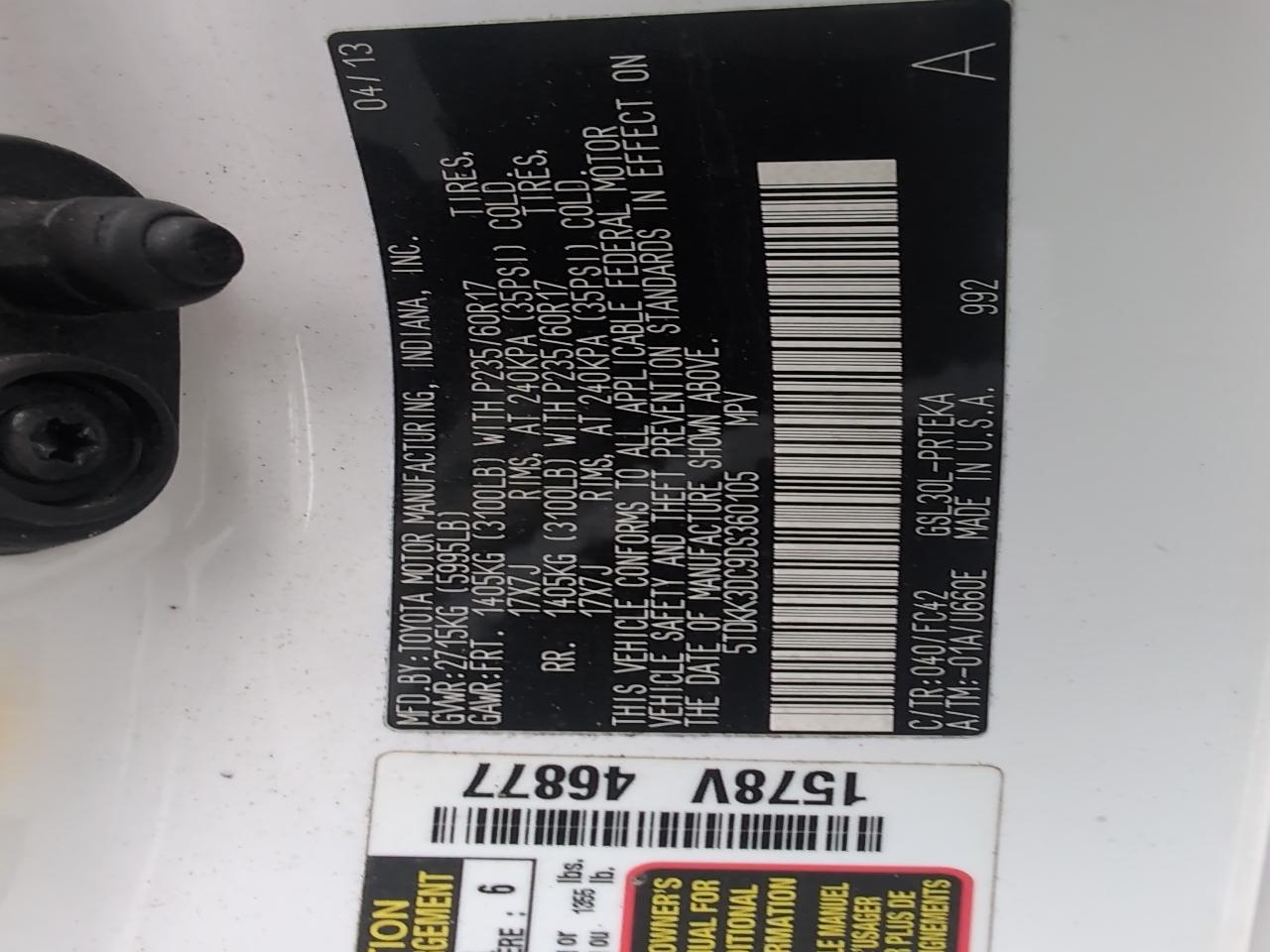 Toyota Sienna LE FWD 8-Passenger V6 2013