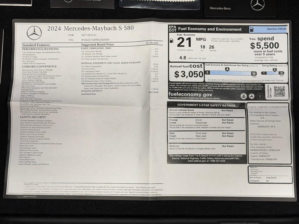 Mercedes-Benz S-Class Maybach S 580 4MATIC Sedan 2024