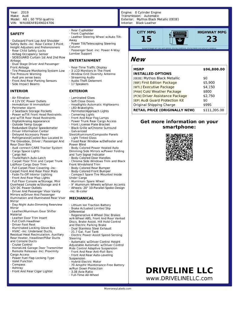 Audi A8 L 60 TFSI quattro 2019