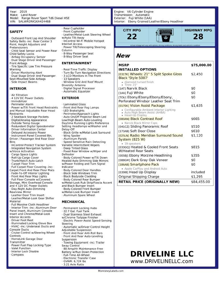 Land Rover Range Rover Sport Td6 Diesel HSE 2019