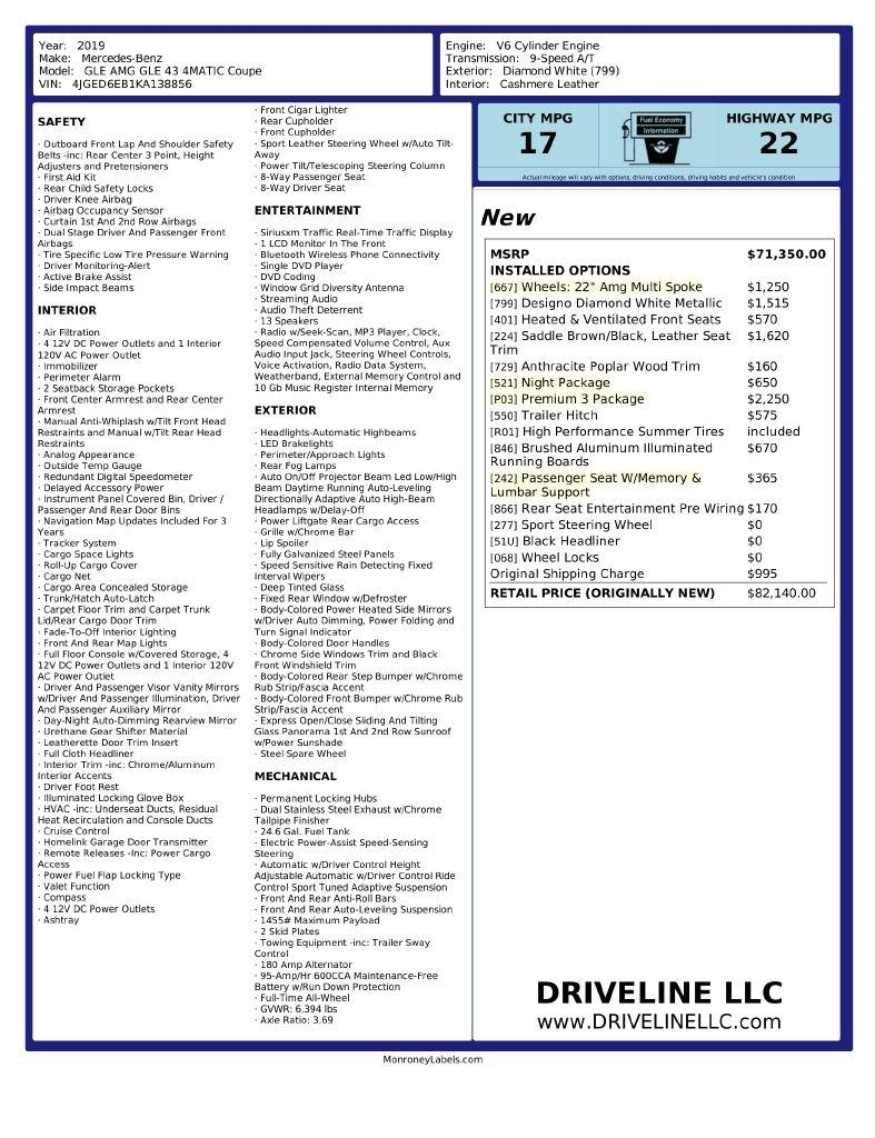 Mercedes-Benz GLE AMG GLE 43 4MATIC Coupe 2019