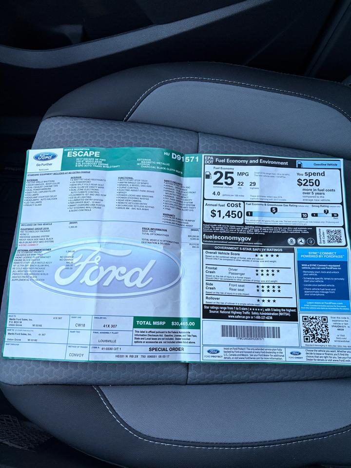 Ford Escape SE FWD 2017