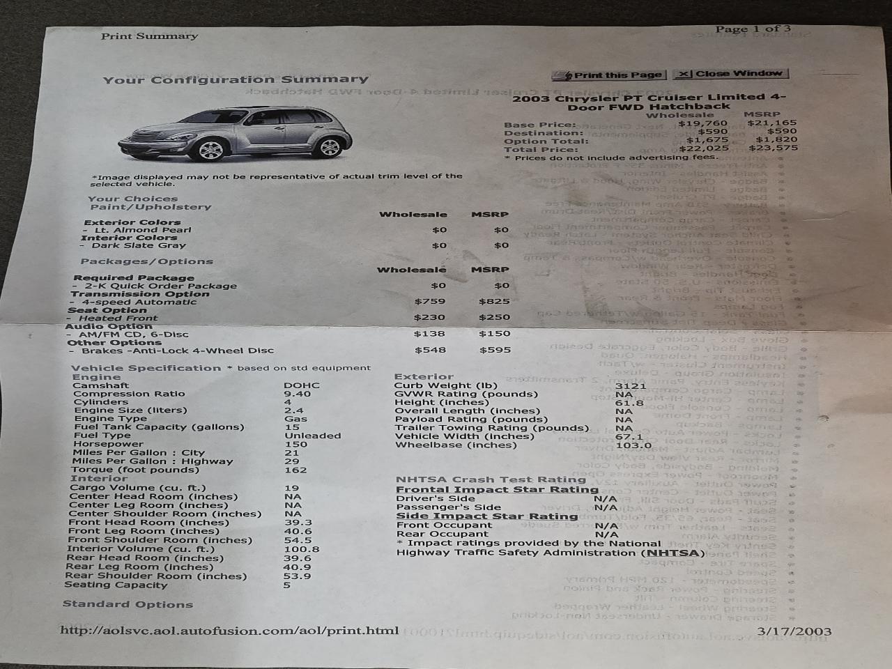 Chrysler PT Cruiser Limited Edition 2003