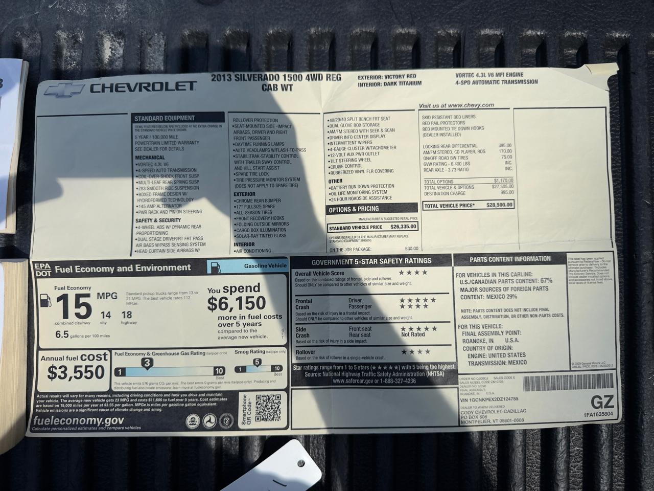 Chevrolet Silverado 1500 Work Truck 4WD 2013