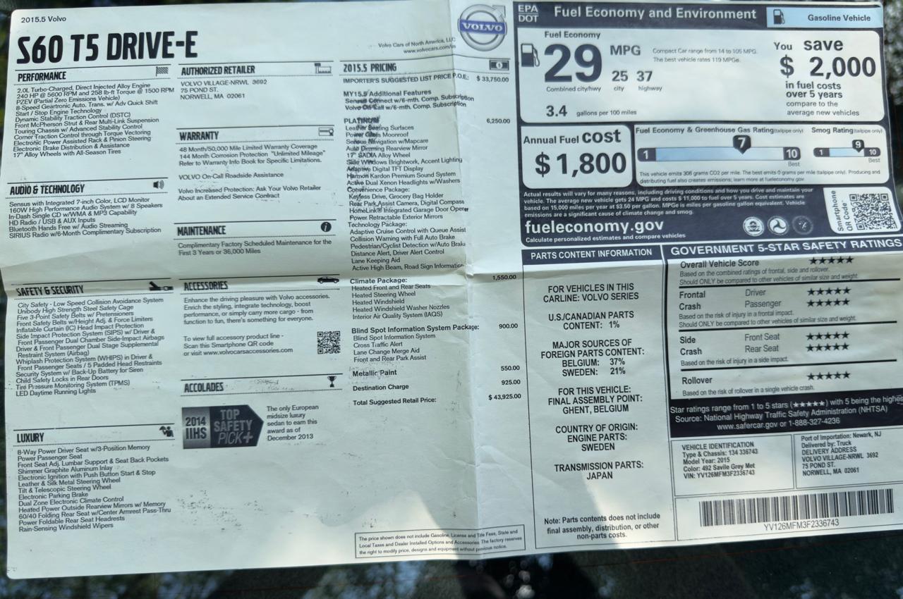 Volvo S60 2.0 Platinum 2015