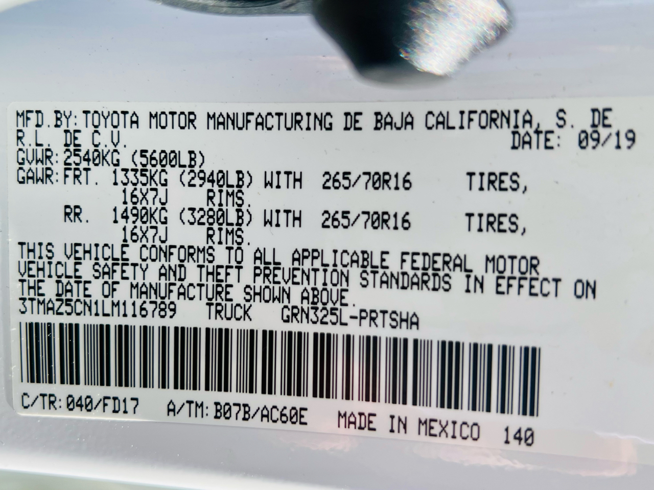 Toyota Tacoma SR5 Double Cab Long Bed V6 6AT 2WD 2020