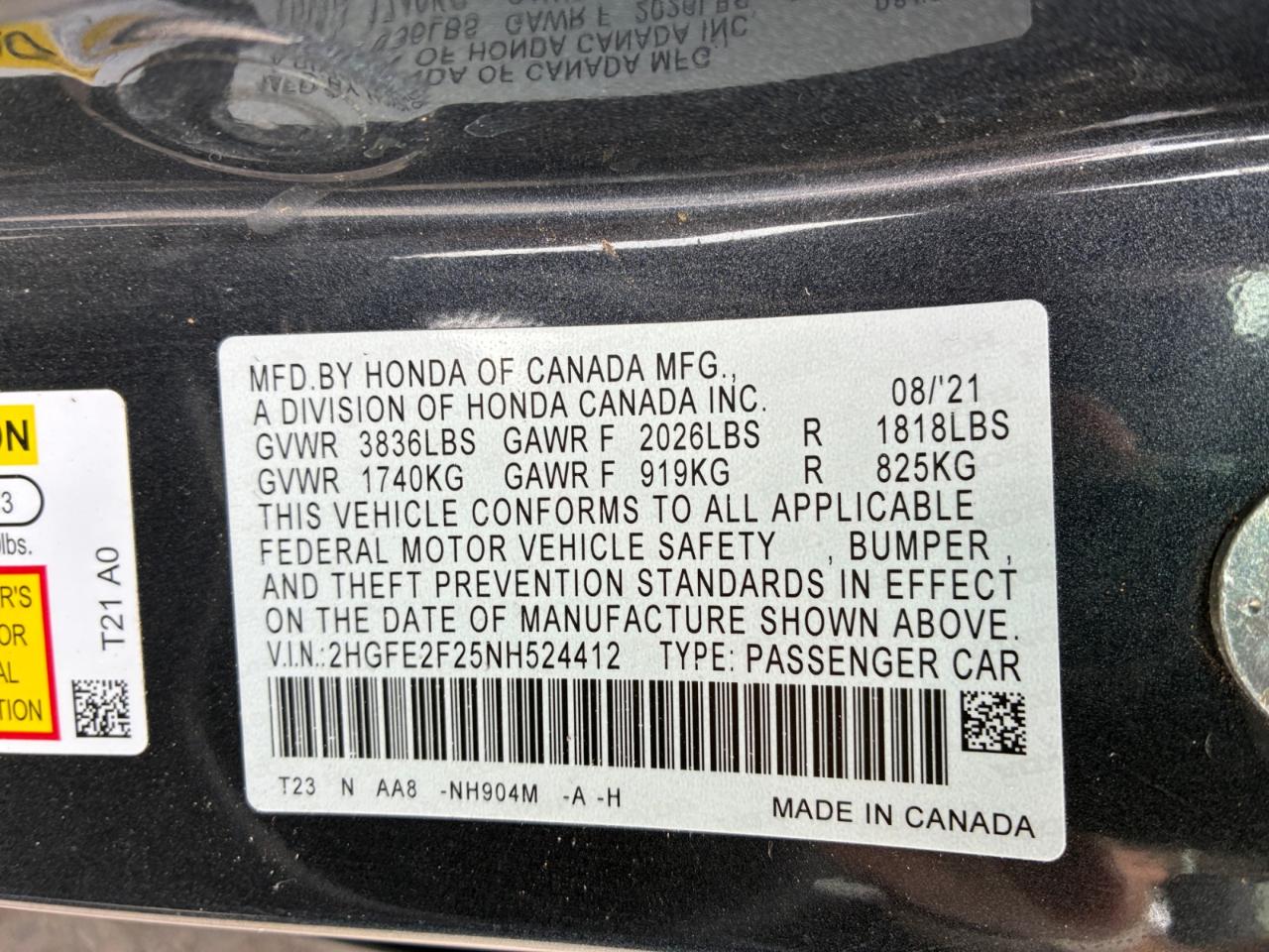 Honda Civic LX Sedan CVT 2022