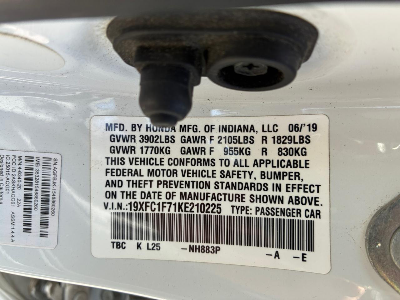 Honda Civic EX-L Sedan CVT 2019