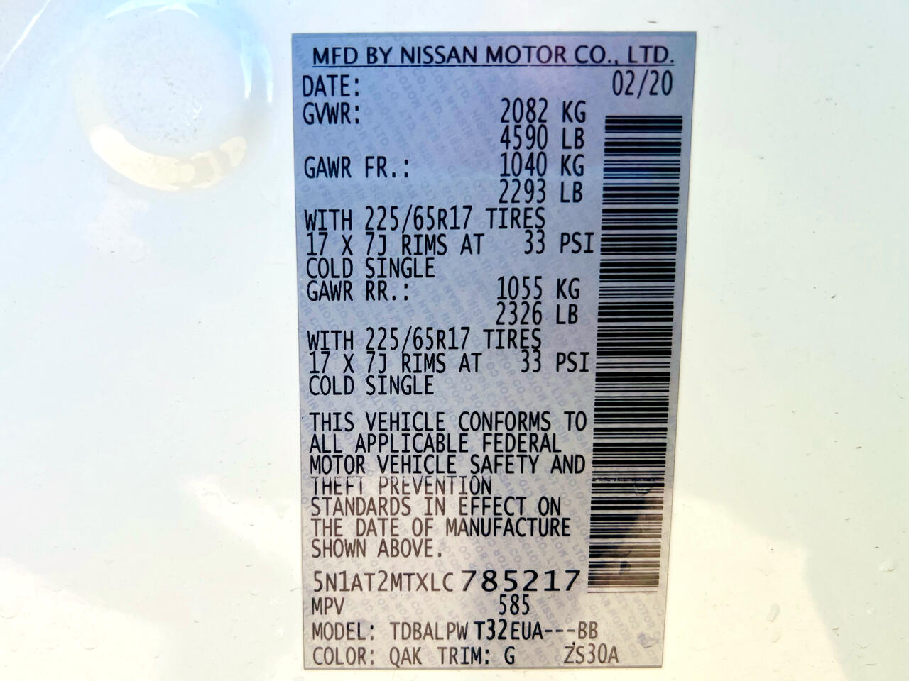 Nissan Rogue S 2WD 2020