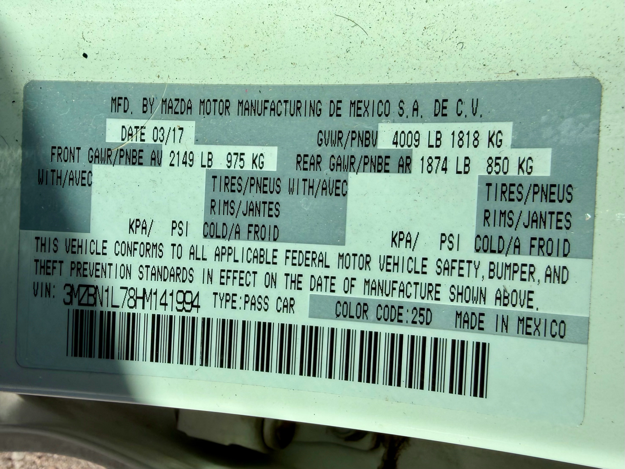 Mazda MAZDA3 i Touring AT 5-Door 2017