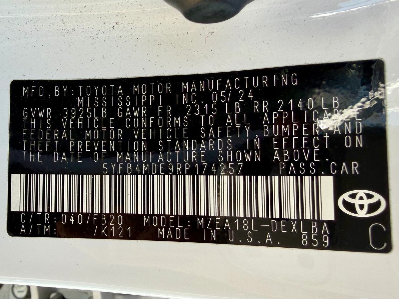 Toyota Corolla LE 2024