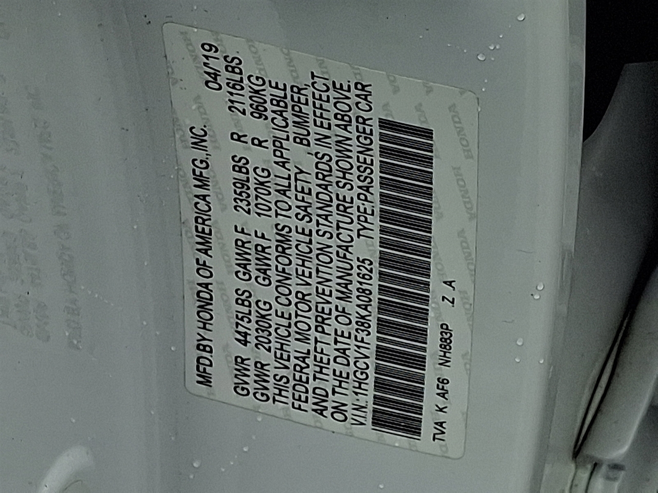 Honda Accord Sport CVT 2019