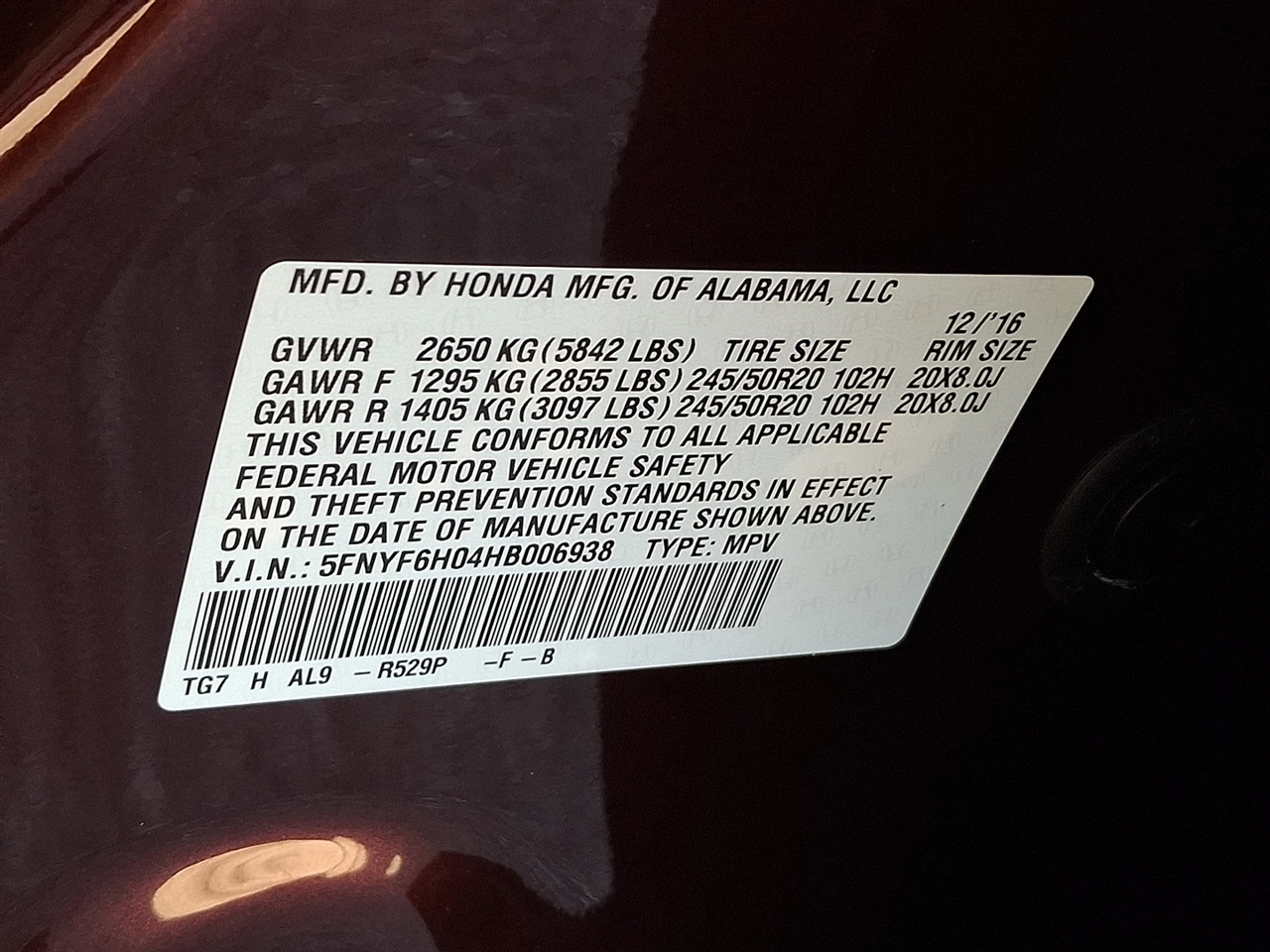 Honda Pilot Elite 4WD 2017