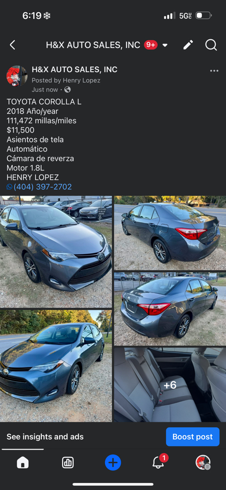 Toyota Corolla L CVT 2018