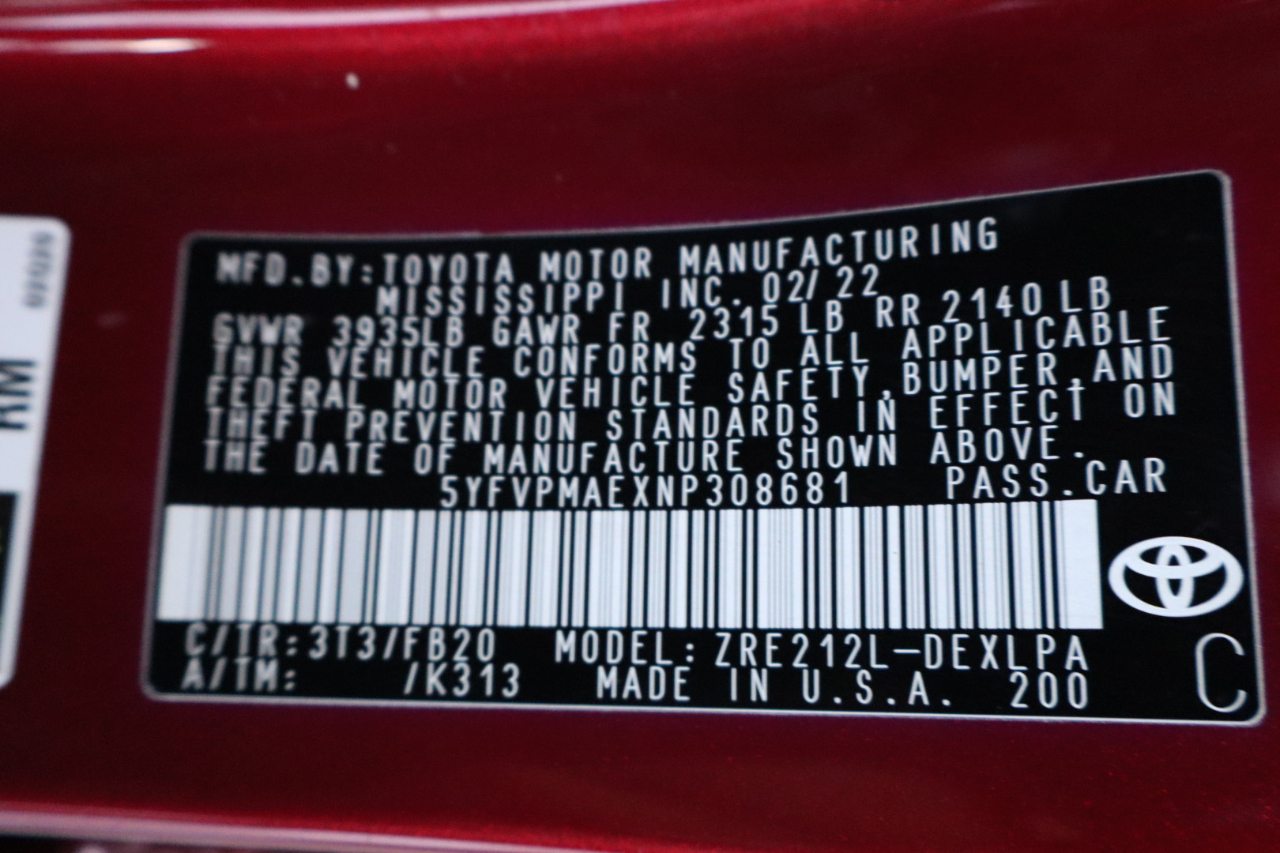 Toyota Corolla LE CVT (Natl) 2022