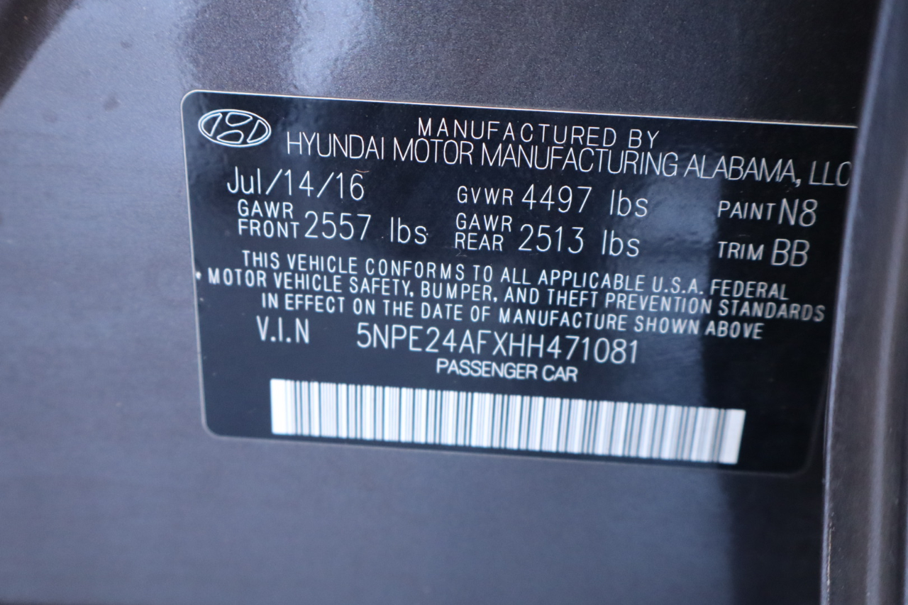 Hyundai Sonata SE 2.4L PZEV 2017