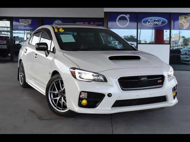 White 2016 Subaru WRX STI Limited with Wing Spoiler Sedan All-Wheel Drive Manual
