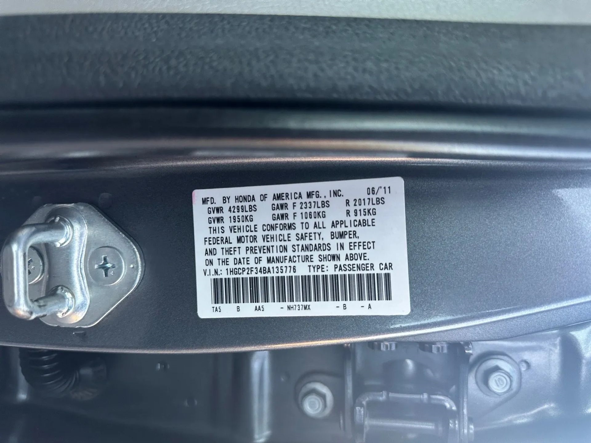 Honda Accord Sdn 4dr I4 Auto LX 2011