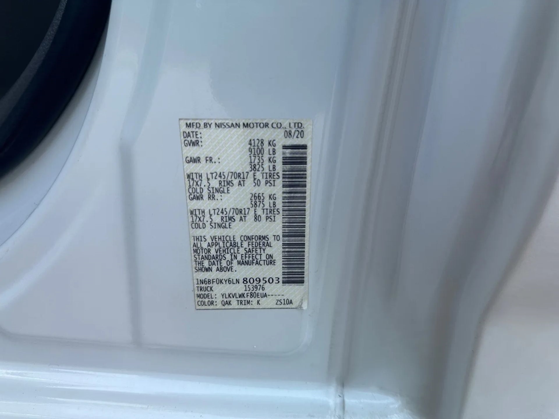 Nissan NV Cargo NV2500 HD Standard Roof V6 S 2020