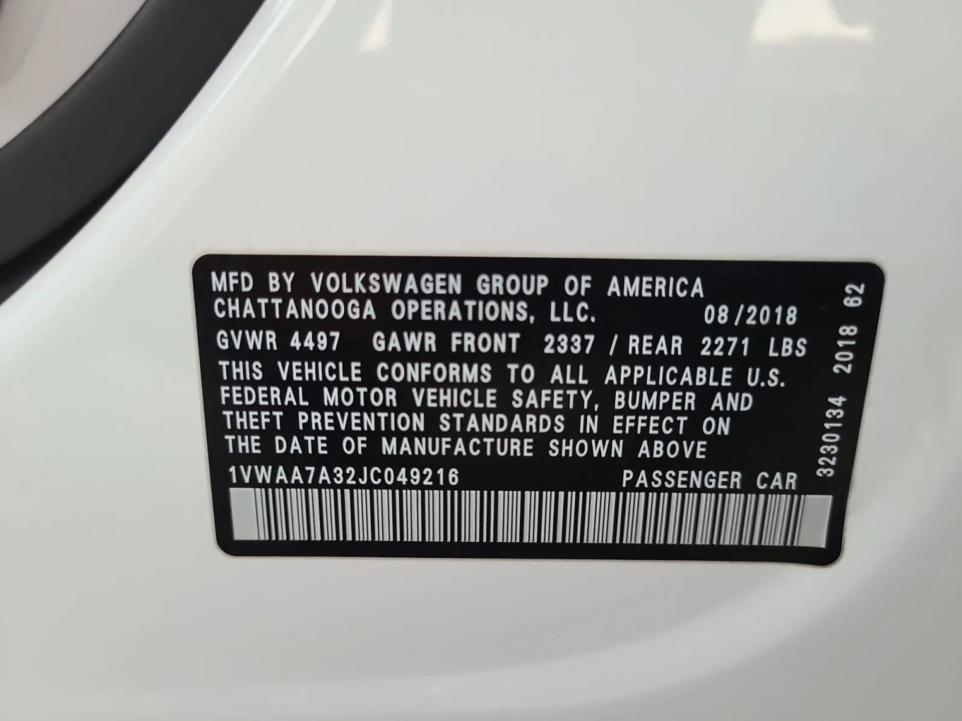 Volkswagen Passat 2.0T S Auto 2018